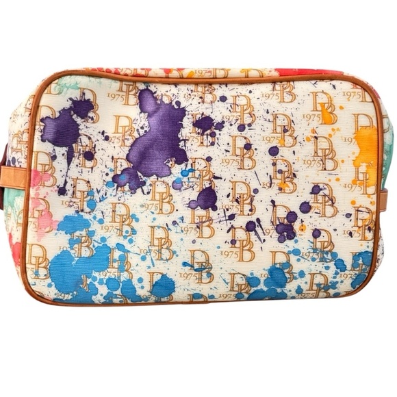 Dooney & Bourke splatter coated cotton vachetta leather trim,  Bucket Bag - Picture 5 of 13